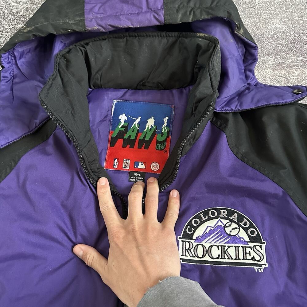 Men's Vintage 90's Fans Colorado Rockies Purple Black Starter Parka Jacket Sz L